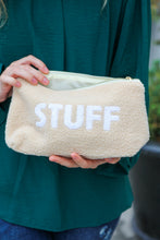 Load image into Gallery viewer, Taupe "Stuff" Sherpa Zipper Bag