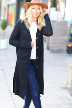 Load image into Gallery viewer, Walk The Walk Black Ribbed Longline Cardigan