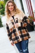 Load image into Gallery viewer, Adorable Taupe Corduroy & Plaid Sherpa Button Jacket