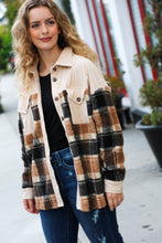 Load image into Gallery viewer, Adorable Taupe Corduroy & Plaid Sherpa Button Jacket