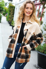 Load image into Gallery viewer, Adorable Taupe Corduroy & Plaid Sherpa Button Jacket