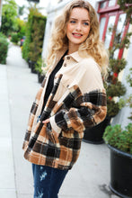 Load image into Gallery viewer, Adorable Taupe Corduroy & Plaid Sherpa Button Jacket