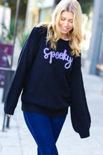 Load image into Gallery viewer, All Eyes On Me Black Lurex Embroidered "Spooky" Chunky Sweater