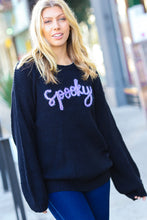 Load image into Gallery viewer, All Eyes On Me Black Lurex Embroidered "Spooky" Chunky Sweater