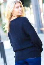 Load image into Gallery viewer, All Eyes On Me Black Lurex Embroidered "Spooky" Chunky Sweater