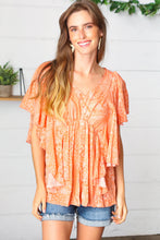 Load image into Gallery viewer, Apricot Boho Print Button Detail Side Ruffle Top