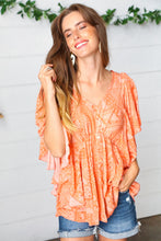 Load image into Gallery viewer, Apricot Boho Print Button Detail Side Ruffle Top