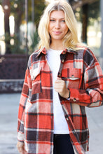 Load image into Gallery viewer, On My Way Up Rust Plaid Flannel Button Down Shacket