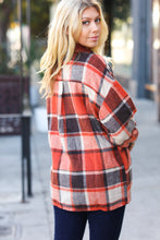 Load image into Gallery viewer, On My Way Up Rust Plaid Flannel Button Down Shacket