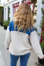 Load image into Gallery viewer, Good Vibes Denim & Ivory Patchwork Sherpa Half Zip Pullover