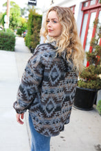 Load image into Gallery viewer, Call For You Grey Aztec Half Zip High Neck Hoodie