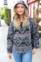Load image into Gallery viewer, Call For You Grey Aztec Half Zip High Neck Hoodie