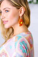 Load image into Gallery viewer, Creamsicle Handwoven Straw Flower Dangle Earrings