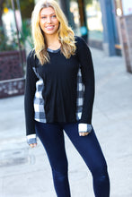 Load image into Gallery viewer, Adorable In Black & Ivory Plaid Hacci Knit Hoodie