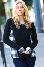 Load image into Gallery viewer, Adorable In Black & Ivory Plaid Hacci Knit Hoodie