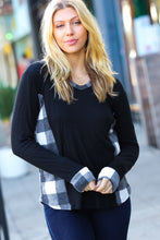 Load image into Gallery viewer, Adorable In Black & Ivory Plaid Hacci Knit Hoodie