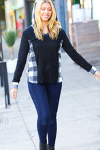 Load image into Gallery viewer, Adorable In Black & Ivory Plaid Hacci Knit Hoodie