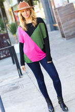 Load image into Gallery viewer, Based On Love Black & Pink Dolman Colorblock Top