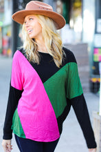 Load image into Gallery viewer, Based On Love Black & Pink Dolman Colorblock Top