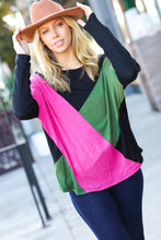 Load image into Gallery viewer, Based On Love Black & Pink Dolman Colorblock Top
