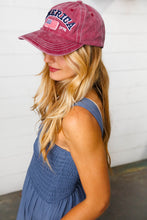Load image into Gallery viewer, Burgundy Cotton "USA" Adjustable Baseball Cap
