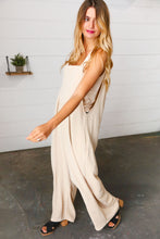 Load image into Gallery viewer, Taupe Wide Leg Suspender Overall Jumpsuit