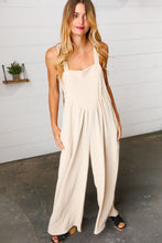 Load image into Gallery viewer, Taupe Wide Leg Suspender Overall Jumpsuit