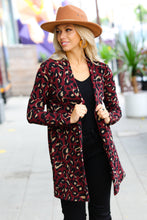 Load image into Gallery viewer, Weekend Envy Burgundy Animal Print Open Cardigan