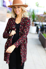 Load image into Gallery viewer, Weekend Envy Burgundy Animal Print Open Cardigan