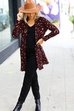 Load image into Gallery viewer, Weekend Envy Burgundy Animal Print Open Cardigan