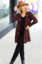 Load image into Gallery viewer, Weekend Envy Burgundy Animal Print Open Cardigan