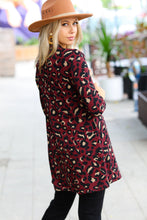 Load image into Gallery viewer, Weekend Envy Burgundy Animal Print Open Cardigan