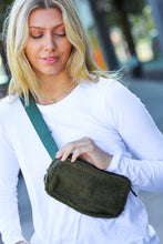 Load image into Gallery viewer, Dark Green Sherpa Zipper Buckle Belt Sling