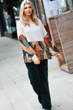 Load image into Gallery viewer, All I AskTaupe Boho Patchwork Print Babydoll Top