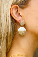 Load image into Gallery viewer, Gold & Ivory Lantern Raffia Dangle Ball Earrings