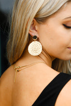 Load image into Gallery viewer, Ivory & Gold Rattan Woven Round Dangle Earrings