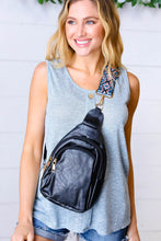 Load image into Gallery viewer, Black Vegan Leather Designer Strap Lined Sling