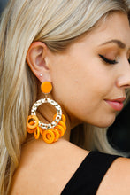 Load image into Gallery viewer, Sunbeam Gold Disc Hoop Dangle Earrings