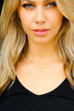 Load image into Gallery viewer, Gold Dainty Cross Rhinestone Pendant Necklace