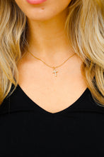 Load image into Gallery viewer, Gold Dainty Cross Rhinestone Pendant Necklace