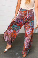 Load image into Gallery viewer, Burnt Orange Geo Print Smocked Waist Slit Palazzo Pants