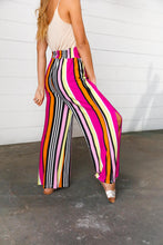 Load image into Gallery viewer, Multicolor Vertical Stripe Smock Waist Side Slit Palazzo Pants