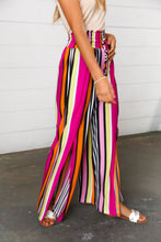 Load image into Gallery viewer, Multicolor Vertical Stripe Smock Waist Side Slit Palazzo Pants