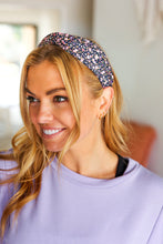 Load image into Gallery viewer, Navy Blue Floral Print Top Knot Headband