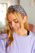 Load image into Gallery viewer, Navy Blue Floral Print Top Knot Headband