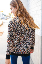 Load image into Gallery viewer, Animal Print Black Rib Knit Hemline French Terry Pullover