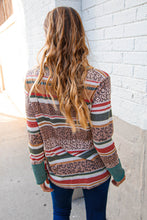 Load image into Gallery viewer, Animal Print and Stripe Notched Neck Knit Pullover