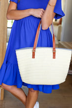 Load image into Gallery viewer, Cream Boho Raffia Woven Lined Large Tote Bag