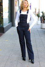 Load image into Gallery viewer, Just For You Dark Denim High Waist Wide Leg Overalls