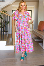 Load image into Gallery viewer, Always A Fan Pink & Orange Floral Smocked Waist Maxi Dress